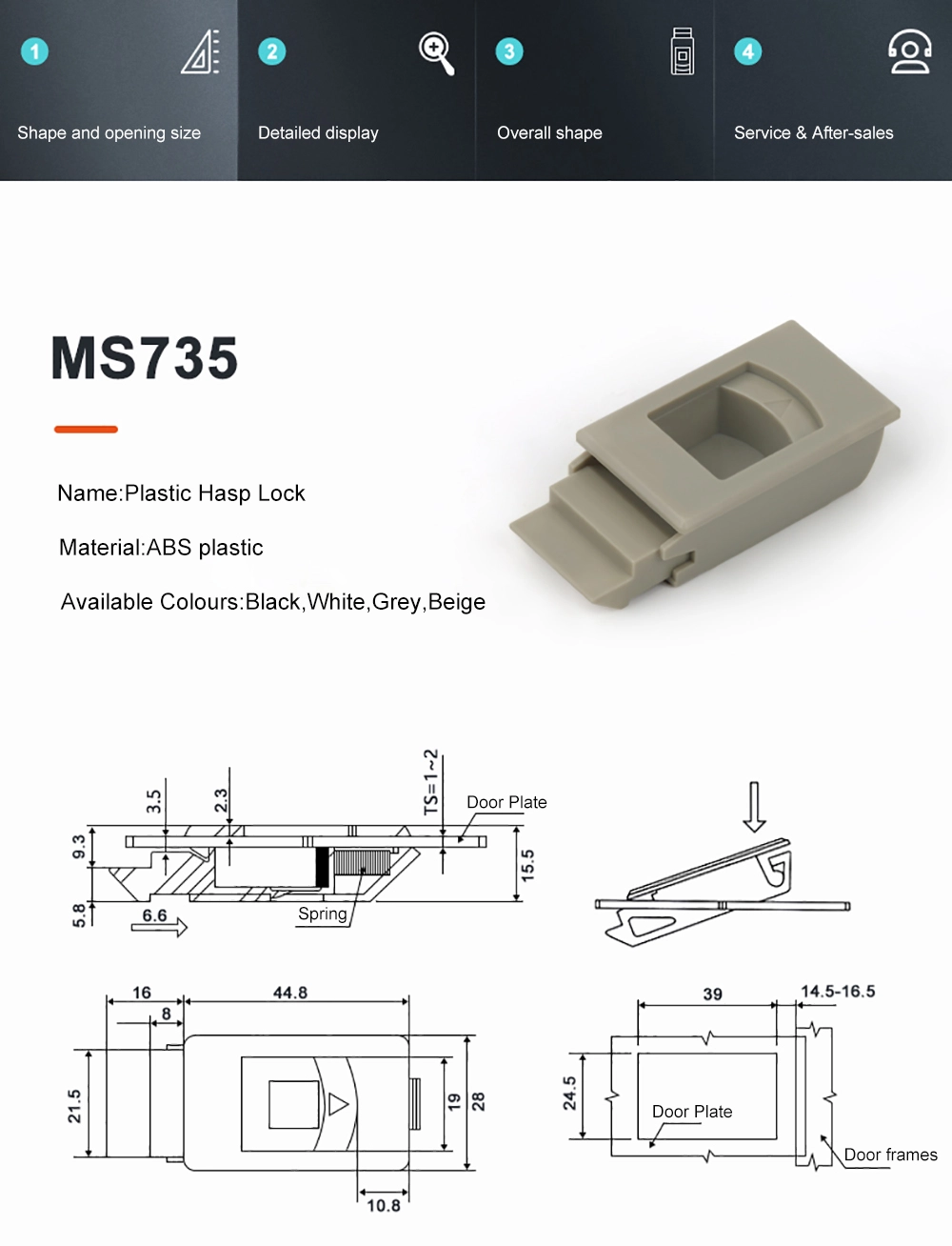 Plastic Concealed Latch Lock For Side Panel